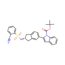 CC(C)(C)OC(=O)n1c(-c2ccc3c(c2)C[C@H](NS(=O)(=O)c2ccccc2C#N)C3)cc2ccccc21 ZINC000028949615