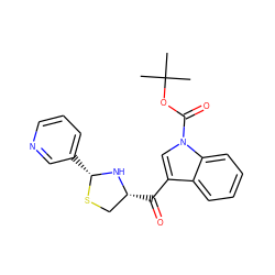 CC(C)(C)OC(=O)n1cc(C(=O)[C@@H]2CS[C@H](c3cccnc3)N2)c2ccccc21 ZINC000036331978