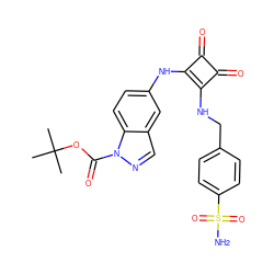 CC(C)(C)OC(=O)n1ncc2cc(Nc3c(NCc4ccc(S(N)(=O)=O)cc4)c(=O)c3=O)ccc21 ZINC000102949069