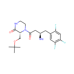 CC(C)(C)OC[C@@H]1C(=O)NCCN1C(=O)C[C@H](N)Cc1cc(F)c(F)cc1F ZINC000068267685