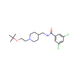 CC(C)(C)OCCN1CCC(CNC(=O)c2cc(Cl)cc(Cl)c2)CC1 ZINC000040953480