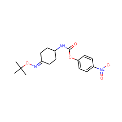 CC(C)(C)ON=C1CCC(NC(=O)Oc2ccc([N+](=O)[O-])cc2)CC1 ZINC000142663805