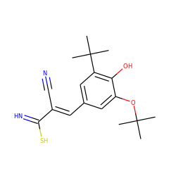 CC(C)(C)Oc1cc(/C=C(\C#N)C(=N)S)cc(C(C)(C)C)c1O ZINC000040496877