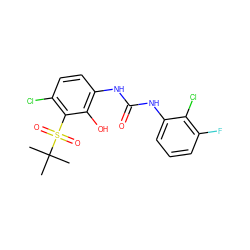 CC(C)(C)S(=O)(=O)c1c(Cl)ccc(NC(=O)Nc2cccc(F)c2Cl)c1O ZINC000653887837