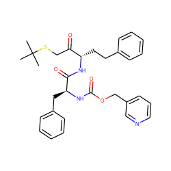 CC(C)(C)SCC(=O)[C@H](CCc1ccccc1)NC(=O)[C@H](Cc1ccccc1)NC(=O)OCc1cccnc1 ZINC000027736088