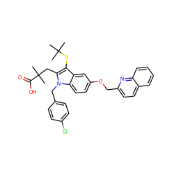 CC(C)(C)Sc1c(CC(C)(C)C(=O)O)n(Cc2ccc(Cl)cc2)c2ccc(OCc3ccc4ccccc4n3)cc12 ZINC000001914818