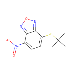 CC(C)(C)Sc1ccc([N+](=O)[O-])c2nonc12 ZINC000299821610