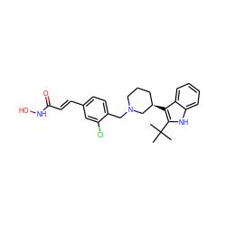 CC(C)(C)c1[nH]c2ccccc2c1[C@@H]1CCCN(Cc2ccc(/C=C/C(=O)NO)cc2Cl)C1 ZINC000049087918