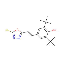 CC(C)(C)c1cc(/C=C/c2nnc(S)o2)cc(C(C)(C)C)c1O ZINC000013826636