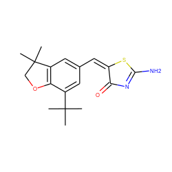 CC(C)(C)c1cc(/C=C2/SC(N)=NC2=O)cc2c1OCC2(C)C ZINC000027103425