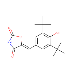 CC(C)(C)c1cc(/C=C2\OC(=O)NC2=O)cc(C(C)(C)C)c1O ZINC000013734202