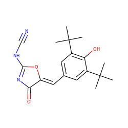 CC(C)(C)c1cc(/C=C2\OC(NC#N)=NC2=O)cc(C(C)(C)C)c1O ZINC000013734190