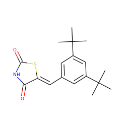 CC(C)(C)c1cc(/C=C2\SC(=O)NC2=O)cc(C(C)(C)C)c1 ZINC000013734226