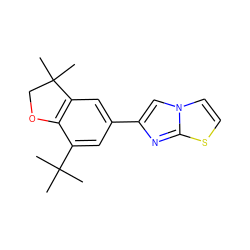 CC(C)(C)c1cc(-c2cn3ccsc3n2)cc2c1OCC2(C)C ZINC000000022609