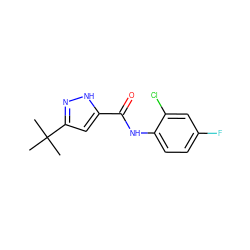 CC(C)(C)c1cc(C(=O)Nc2ccc(F)cc2Cl)[nH]n1 ZINC000473107482