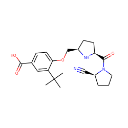 CC(C)(C)c1cc(C(=O)O)ccc1OC[C@H]1CC[C@@H](C(=O)N2CCC[C@H]2C#N)N1 ZINC000014947571