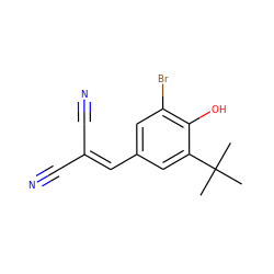 CC(C)(C)c1cc(C=C(C#N)C#N)cc(Br)c1O ZINC000002391886