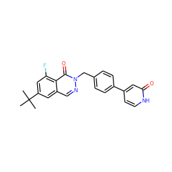 CC(C)(C)c1cc(F)c2c(=O)n(Cc3ccc(-c4cc[nH]c(=O)c4)cc3)ncc2c1 ZINC000209440061