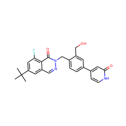 CC(C)(C)c1cc(F)c2c(=O)n(Cc3ccc(-c4cc[nH]c(=O)c4)cc3CO)ncc2c1 ZINC000209441458