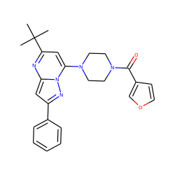 CC(C)(C)c1cc(N2CCN(C(=O)c3ccoc3)CC2)n2nc(-c3ccccc3)cc2n1 ZINC000095566816