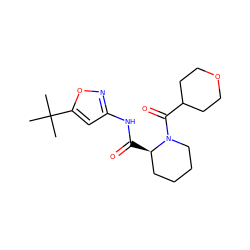 CC(C)(C)c1cc(NC(=O)[C@@H]2CCCCN2C(=O)C2CCOCC2)no1 ZINC000143502601