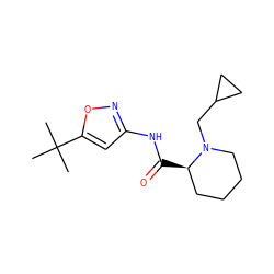 CC(C)(C)c1cc(NC(=O)[C@@H]2CCCCN2CC2CC2)no1 ZINC000143692288