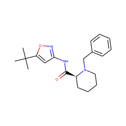 CC(C)(C)c1cc(NC(=O)[C@@H]2CCCCN2Cc2ccccc2)no1 ZINC000143691412