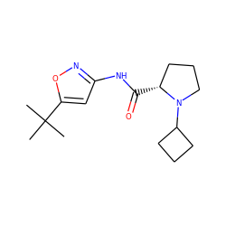 CC(C)(C)c1cc(NC(=O)[C@@H]2CCCN2C2CCC2)no1 ZINC000147447654