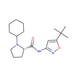 CC(C)(C)c1cc(NC(=O)[C@@H]2CCCN2C2CCCCC2)no1 ZINC000147448149