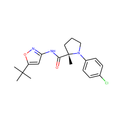 CC(C)(C)c1cc(NC(=O)[C@]2(C)CCCN2c2ccc(Cl)cc2)no1 ZINC000166872244