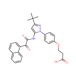 CC(C)(C)c1cc(NC(=O)C(=O)c2cccc3ccccc23)n(-c2ccc(OCCC(=O)O)cc2)n1 ZINC000063540267