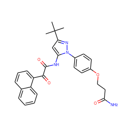 CC(C)(C)c1cc(NC(=O)C(=O)c2cccc3ccccc23)n(-c2ccc(OCCC(N)=O)cc2)n1 ZINC000063540239