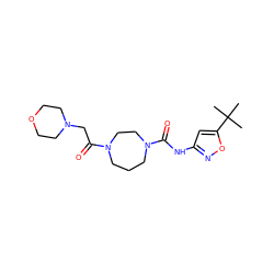 CC(C)(C)c1cc(NC(=O)N2CCCN(C(=O)CN3CCOCC3)CC2)no1 ZINC000071329545