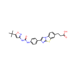 CC(C)(C)c1cc(NC(=O)Nc2ccc(-c3cn4c(n3)sc3cc(CCC(=O)O)ccc34)cc2)no1 ZINC000045317936