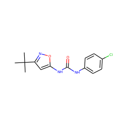 CC(C)(C)c1cc(NC(=O)Nc2ccc(Cl)cc2)on1 ZINC000003834001