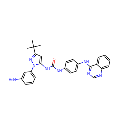 CC(C)(C)c1cc(NC(=O)Nc2ccc(Nc3ncnc4ccccc34)cc2)n(-c2cccc(N)c2)n1 ZINC000095920969