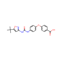 CC(C)(C)c1cc(NC(=O)Nc2ccc(Oc3ccc(C(=O)O)cc3)cc2)no1 ZINC000029126276