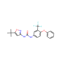 CC(C)(C)c1cc(NC(=O)Nc2ccc(Oc3ccccc3)c(C(F)(F)F)c2)no1 ZINC000040897300