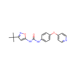 CC(C)(C)c1cc(NC(=O)Nc2ccc(Oc3ccncc3)cc2)on1 ZINC000040897151