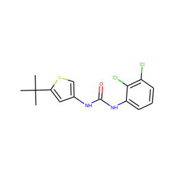 CC(C)(C)c1cc(NC(=O)Nc2cccc(Cl)c2Cl)cs1 ZINC000003833995