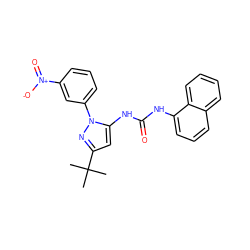 CC(C)(C)c1cc(NC(=O)Nc2cccc3ccccc23)n(-c2cccc([N+](=O)[O-])c2)n1 ZINC000045289375