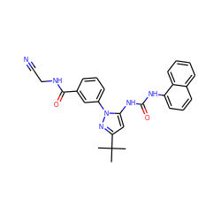 CC(C)(C)c1cc(NC(=O)Nc2cccc3ccccc23)n(-c2cccc(C(=O)NCC#N)c2)n1 ZINC000063540269