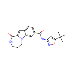 CC(C)(C)c1cc(NC(=O)c2ccc3cc4n(c3c2)CCCNC4=O)no1 ZINC000147708817