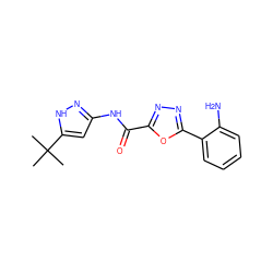 CC(C)(C)c1cc(NC(=O)c2nnc(-c3ccccc3N)o2)n[nH]1 ZINC000043021993