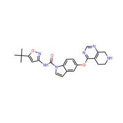 CC(C)(C)c1cc(NC(=O)n2ccc3cc(Oc4ncnc5c4CCNC5)ccc32)no1 ZINC000201309670