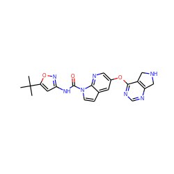 CC(C)(C)c1cc(NC(=O)n2ccc3cc(Oc4ncnc5c4CNC5)cnc32)no1 ZINC000653837739