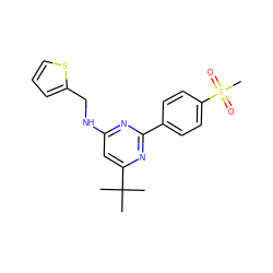 CC(C)(C)c1cc(NCc2cccs2)nc(-c2ccc(S(C)(=O)=O)cc2)n1 ZINC000029131669