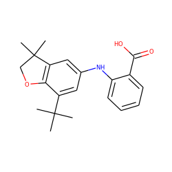 CC(C)(C)c1cc(Nc2ccccc2C(=O)O)cc2c1OCC2(C)C ZINC000013781013