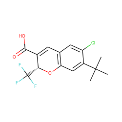 CC(C)(C)c1cc2c(cc1Cl)C=C(C(=O)O)[C@@H](C(F)(F)F)O2 ZINC000033993918