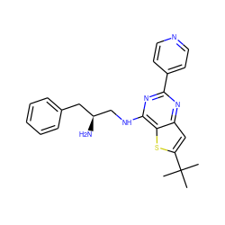 CC(C)(C)c1cc2nc(-c3ccncc3)nc(NC[C@@H](N)Cc3ccccc3)c2s1 ZINC000223667926